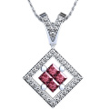 Squar Ruby Stone Micro Set 925 Серебряные подвесные украшения